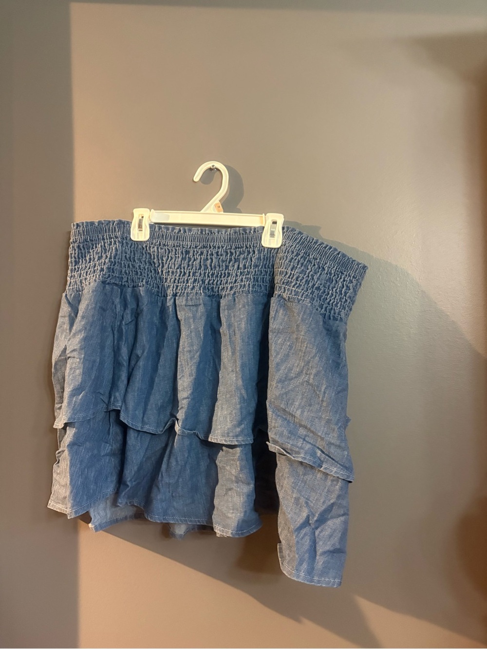 Penningtons Denim Smocked Tiered Mini Skirt